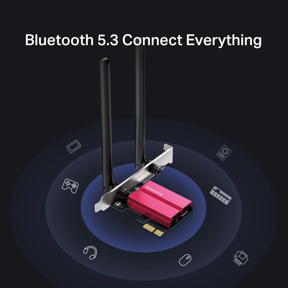 Безжичен Wi-Fi 6E Bluetooth 5.3 PCIe Адаптер Mercusys MA86XE AXE5400 - Image 5