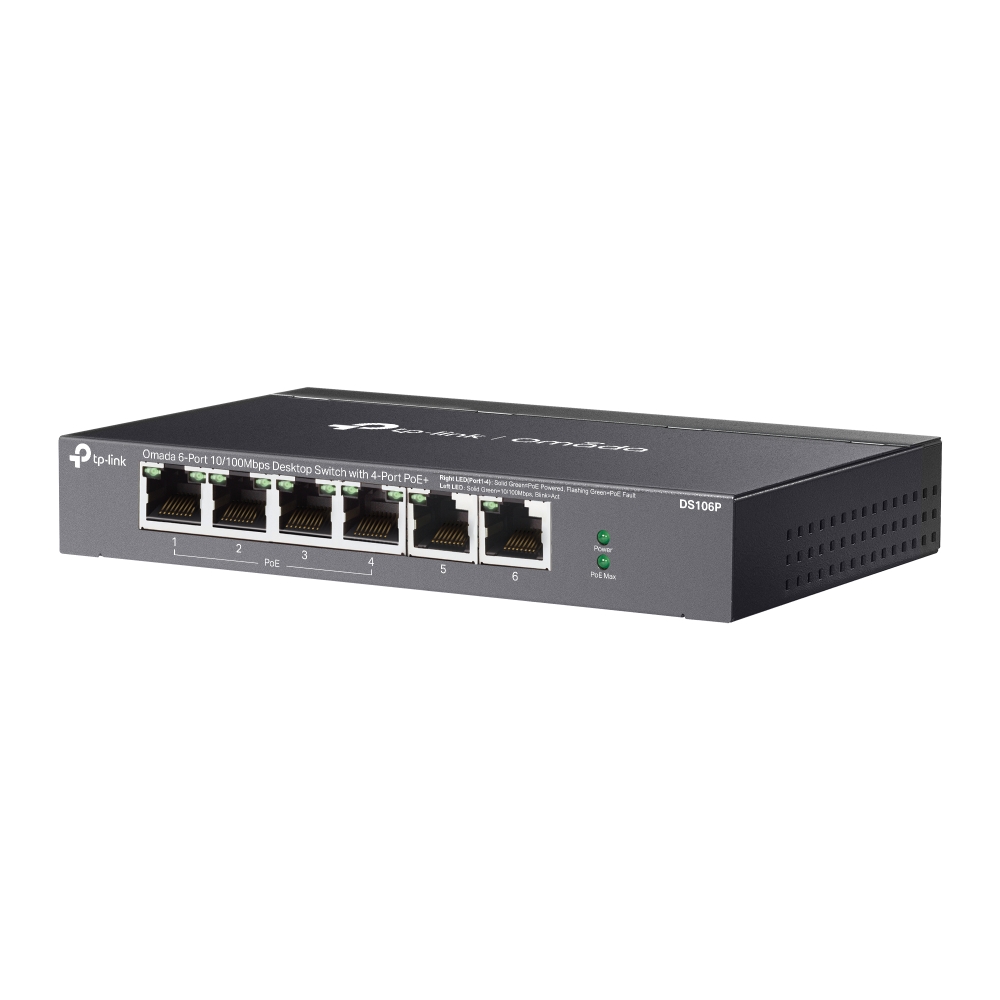 6-портов 10/100Mbps неуправляем комутатор TP-Link Omada DS106P с 4-портов PoE+ - Image 4
