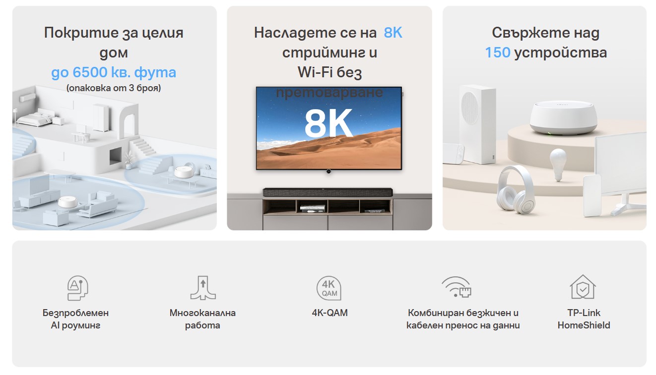 Безжична Wi-fi 7 Mesh система TP-Link Deco BE22(2-pack) BE3600 - Image 5