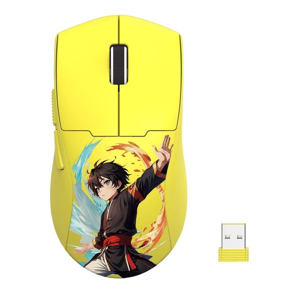 Безжична Bluetooth и кабелна геймърска мишка Redragon K1ng Max Anime M918AKB-PRO - жълта - Image 2