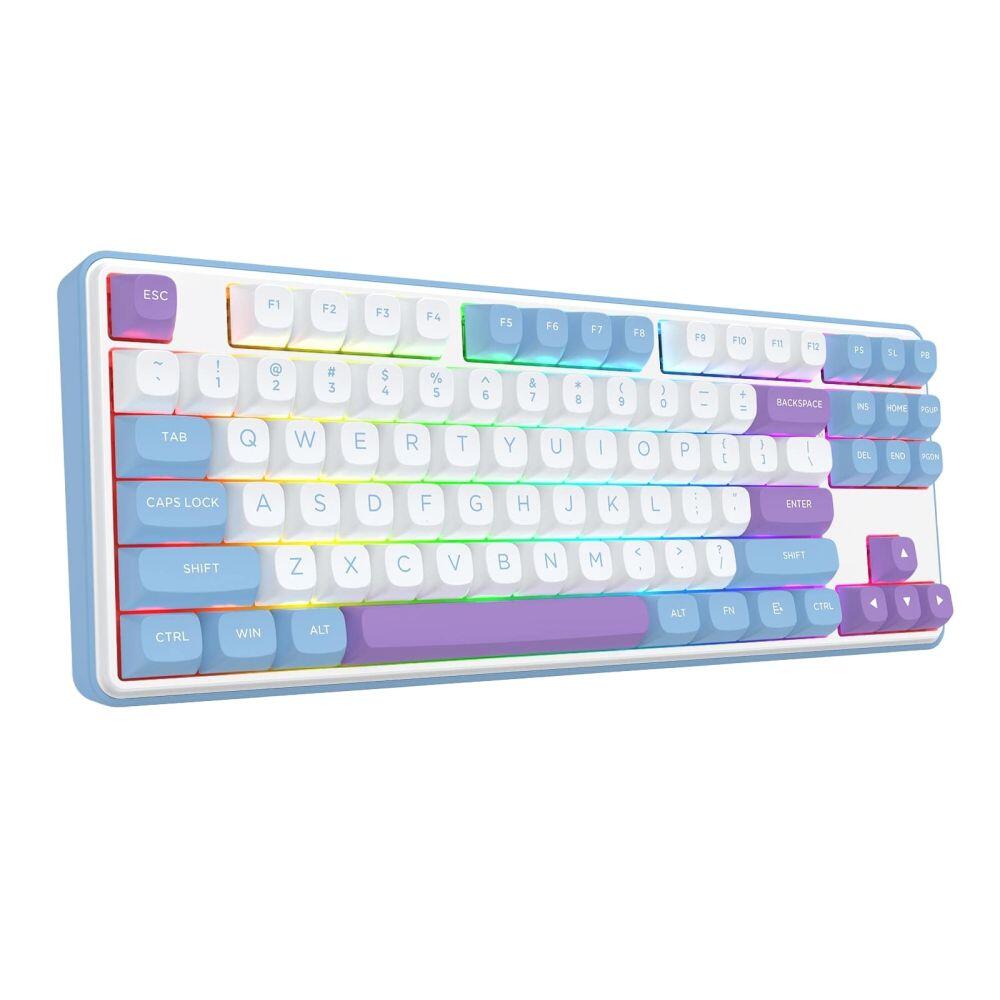 Геймърска Bluetooth и безжична механична клавиатура Redragon Star Blade Pro K707WBP-RGB-PRO - бяло/лилаво - Image 3