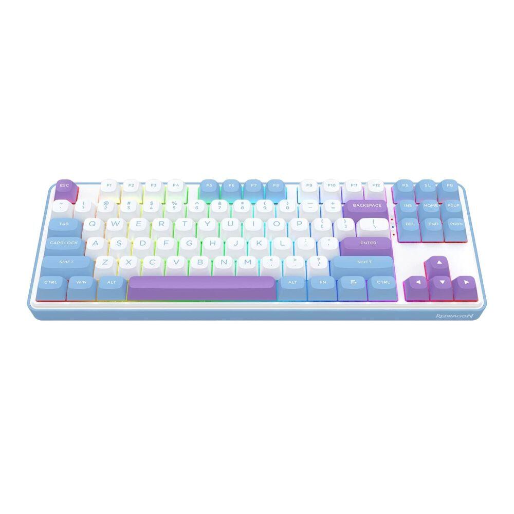 Геймърска Bluetooth и безжична механична клавиатура Redragon Star Blade Pro K707WBP-RGB-PRO - бяло/лилаво - Image 5