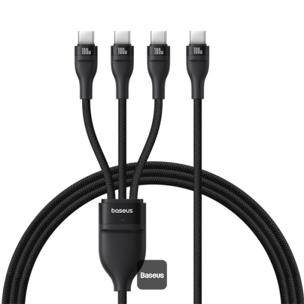 Кабел Baseus Flash Series Type-C към 3x USB-C, 100W, 1.5м P10377503111-00 - черен