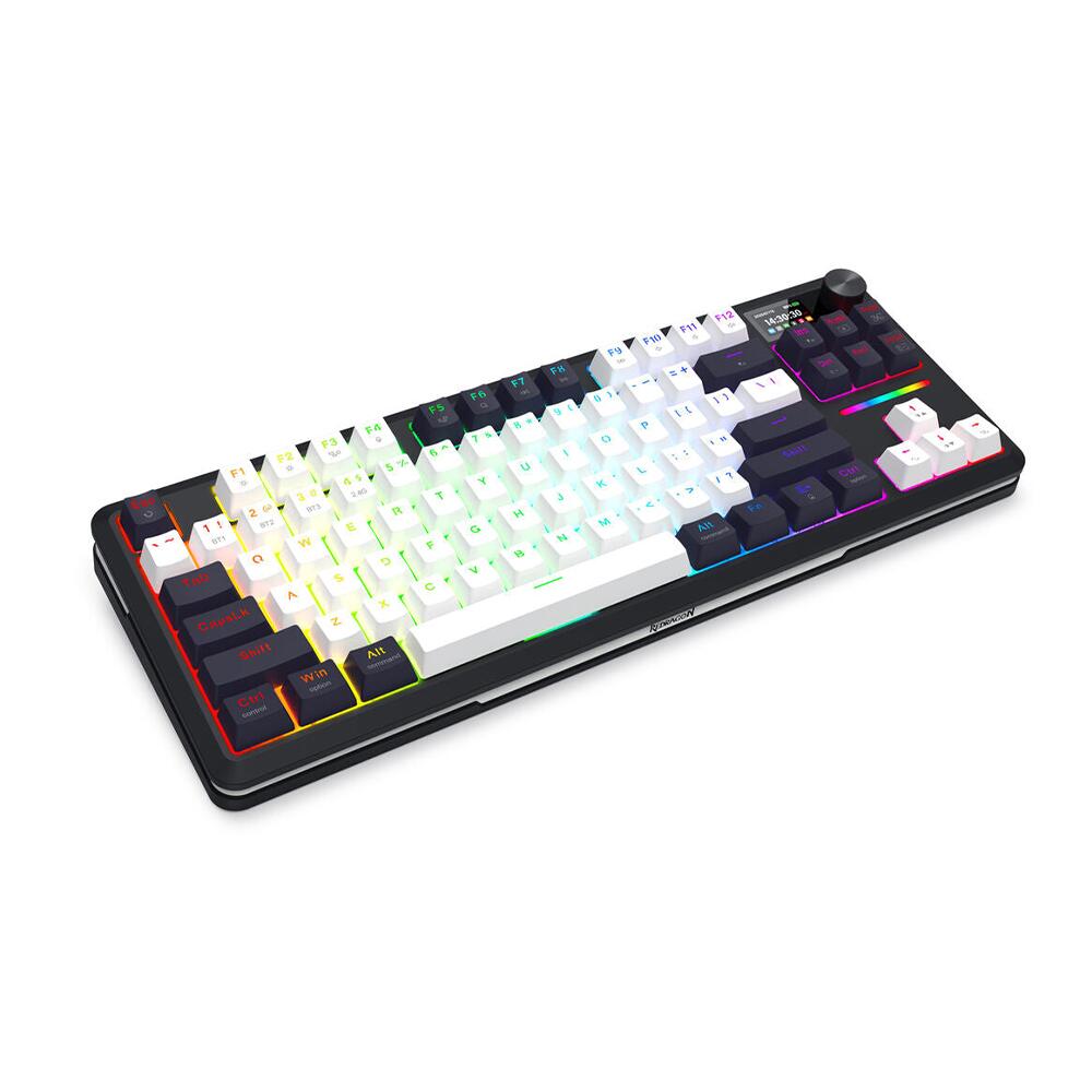 Bluetooth и безжична механична геймърска клавиатура Redragon Wildslash LCD Pro K746WB-RGB-PRO RGB осветление - черна с бяло - Image 2
