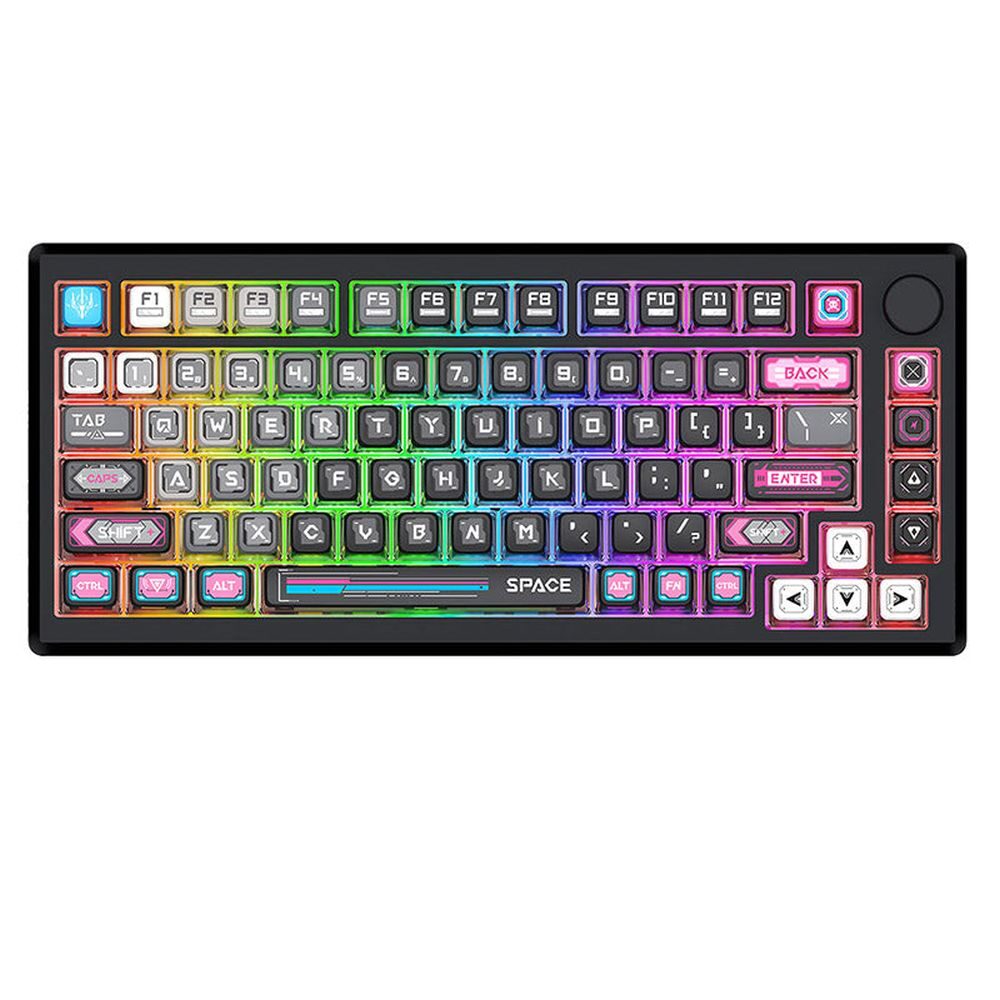 Bluetooth и безжична механична геймърска клавиатура Redragon Uranus Pro 82 K732MC-RGB-PRO, RGB осветление - черна