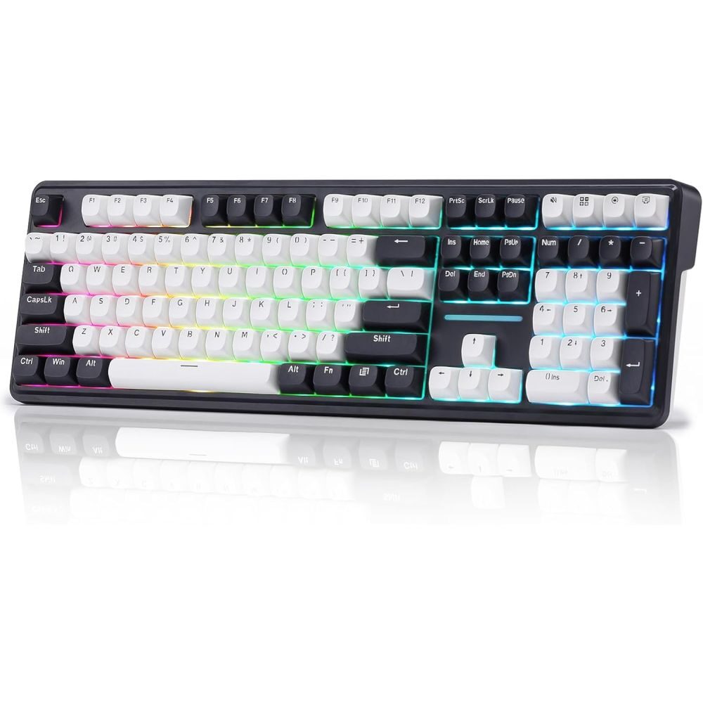 Bluetooth и безжична механична геймърска клавиатура Redragon Antonium Pro 108 K745WB-RGB-PRO, RGB осветление - черна с бяло - Image 2