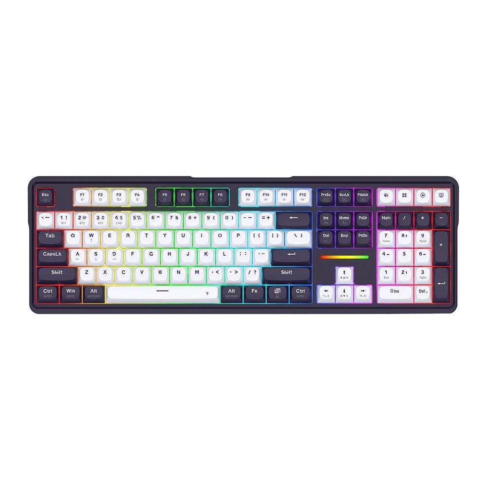 Bluetooth и безжична механична геймърска клавиатура Redragon Antonium Pro 108 K745WB-RGB-PRO, RGB осветление - черна с бяло - Image 3