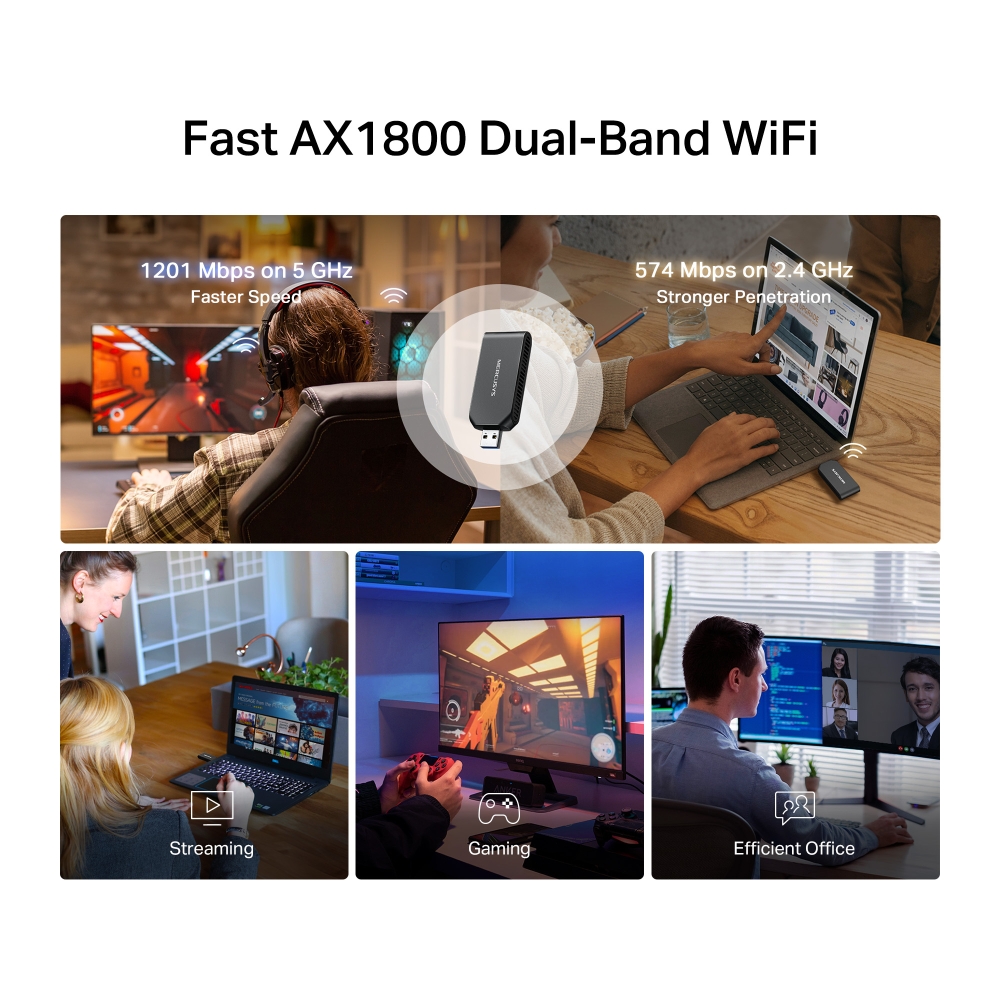 Безжичен USB адаптер Mercusys MA70XM Wi-Fi 6 AX1800 - Image 5