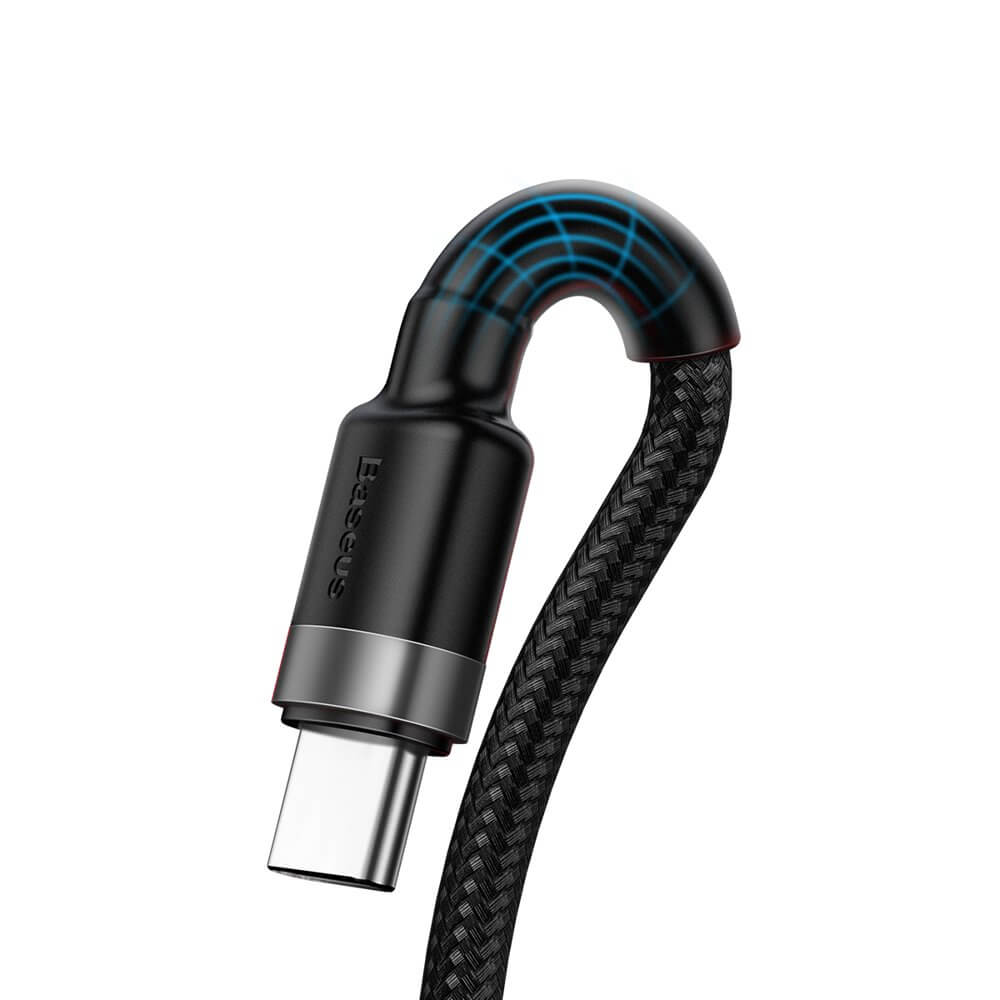 Кабел Baseus CATKLF-PG1 Cafule USB-А към USB-C с въжена оплетка и бързо зареждане 1м черен - Image 4