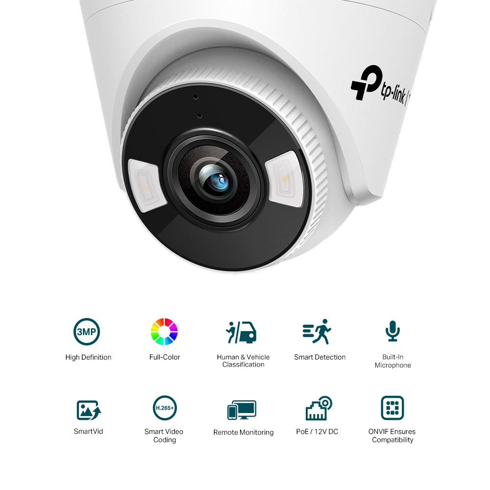 3MP пълноцветна куполна мрежова камера TP-Link 3MP Full-Color Turret Network Camera VIGI C430(2.8mm) - Image 2