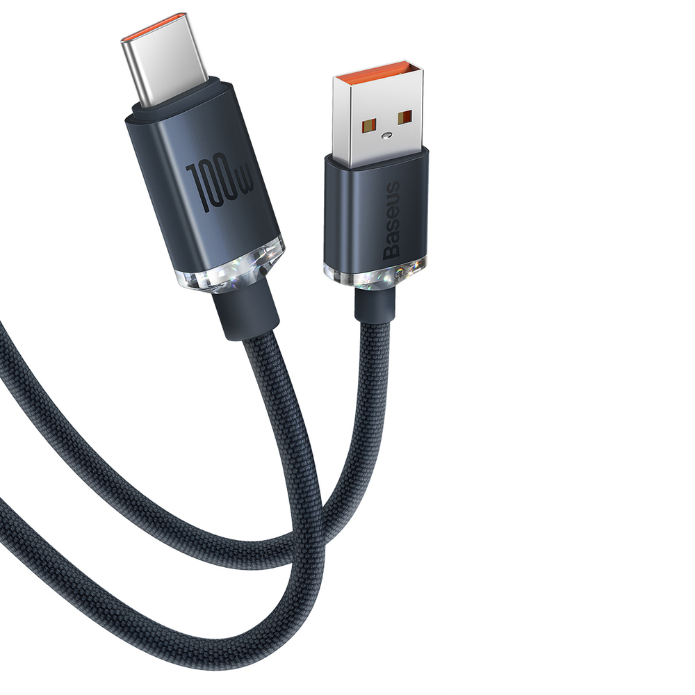 Кабел Baseus CAJY000401 Crystal Shine USB Type A към USB Type C 100W 1,2м черен - Image 4