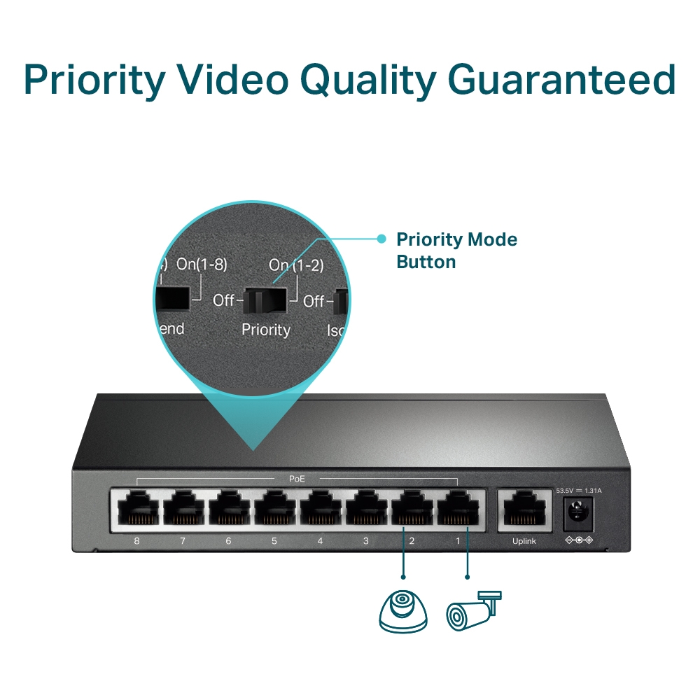 9-портов 10/100Mbps Desktop комутатор TP-Link TL-SF1009P с 8-PoE+ порта - Image 3