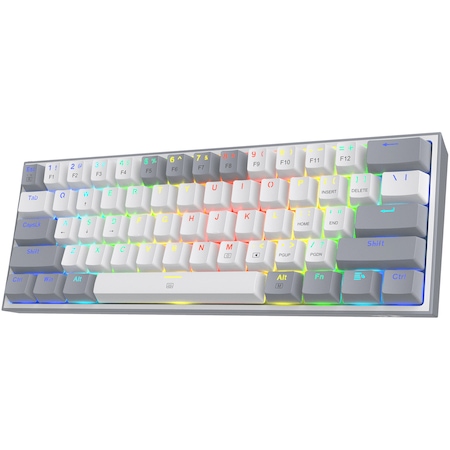 RGB Кабелна/Bluetooth 5/2.4GHz механична геймърска клавиатура Redragon K616-RGB-WG_RD Fizz PRO Red Switch - бяло/сиво - Image 2