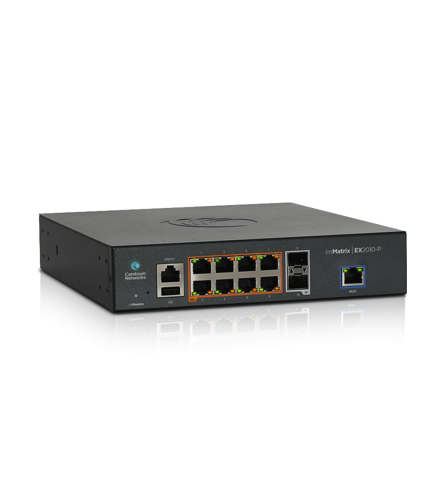 8-PoE портов комутатор Cambium Networks cnMatrix EX2010-P с 2 SFP порта