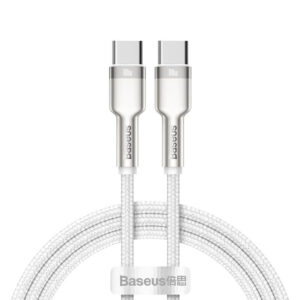 Кабел Baseus Cafule Series Type-C към Type-C, 100W, 1м, бял CATJK-C02