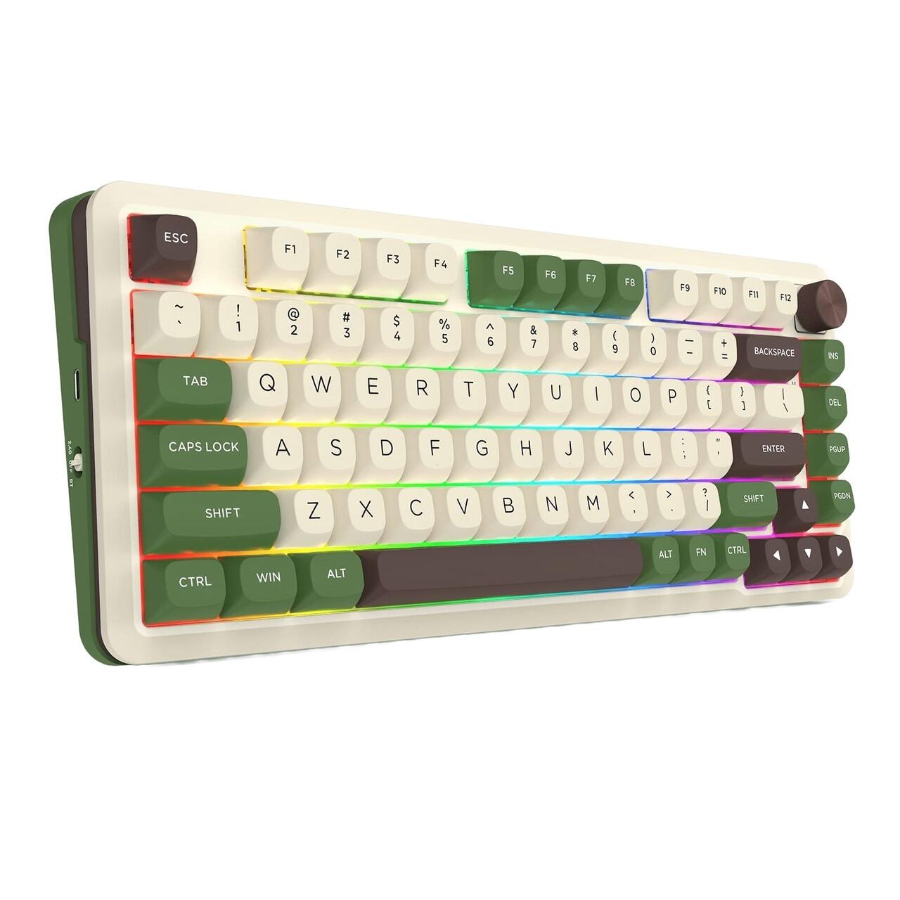 Геймърска механична клавиатура Redragon Cyrus Pro K681CGC-RGB-PRO с Bluetooth и безжична връзка, бяла със зелено и RGB осветление - Image 2