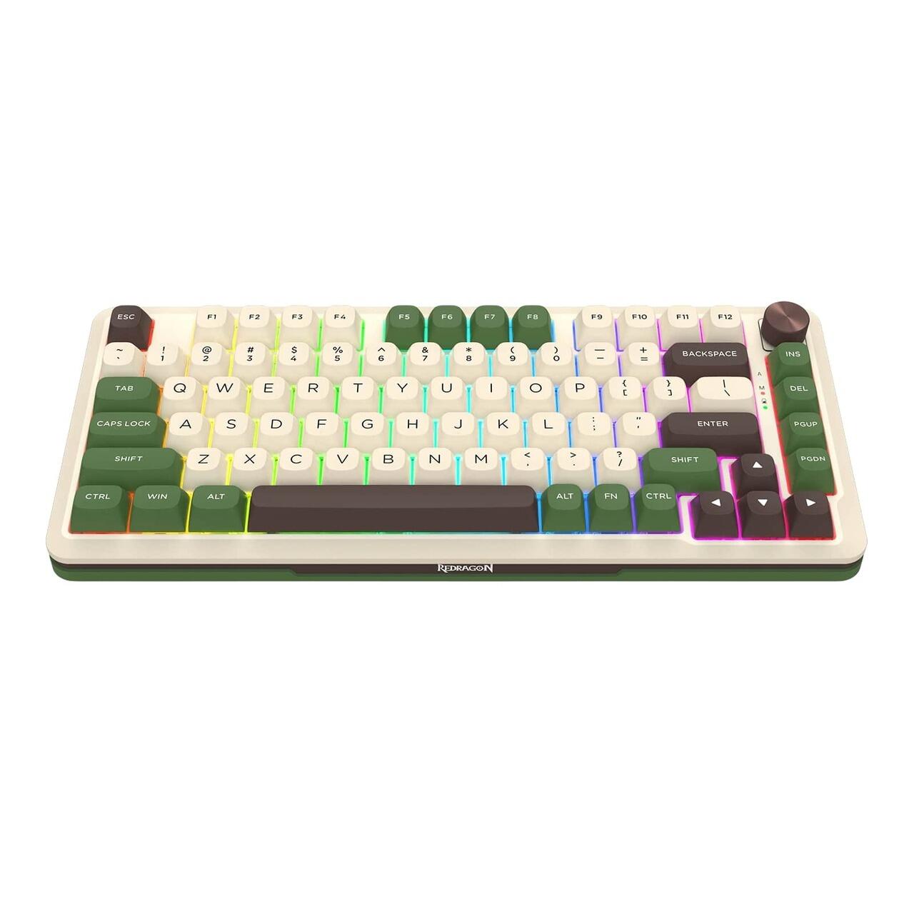 Геймърска механична клавиатура Redragon Cyrus Pro K681CGC-RGB-PRO с Bluetooth и безжична връзка, бяла със зелено и RGB осветление - Image 4