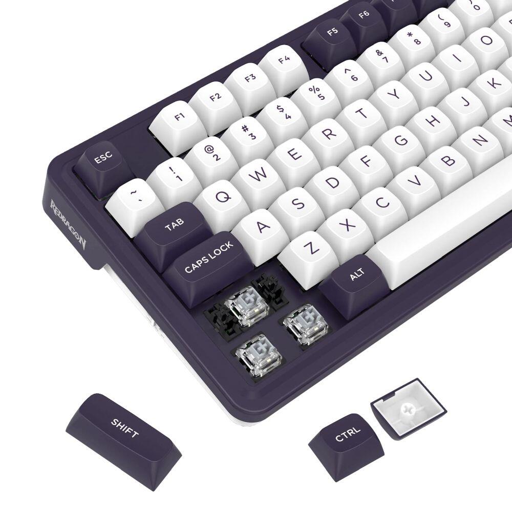 Геймърска механична клавиатура Redragon Finke K715 с Bluetooth и кабел, RGB осветление - черно/бяло - Image 4
