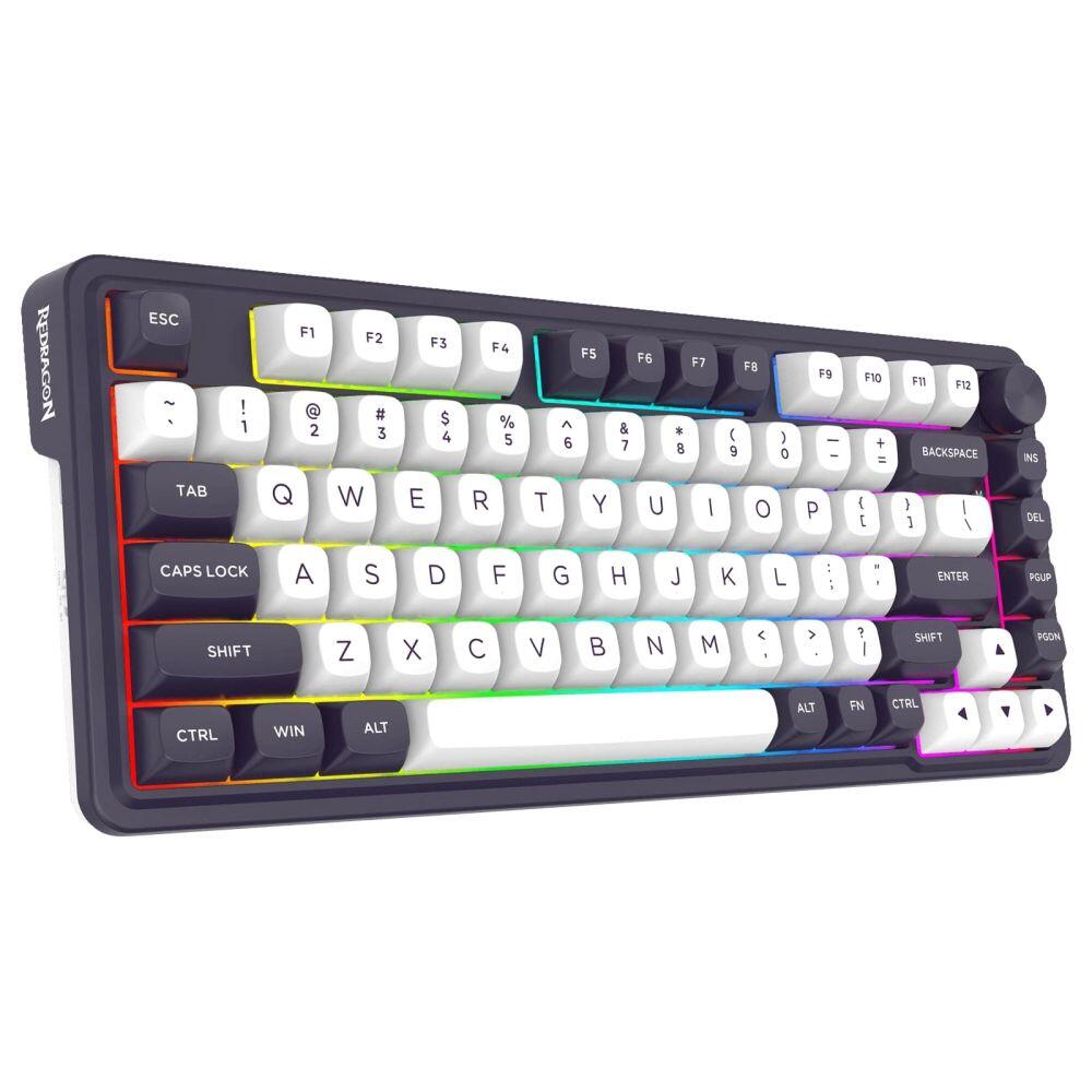 Геймърска механична клавиатура Redragon Finke K715 с Bluetooth и кабел, RGB осветление - черно/бяло - Image 5