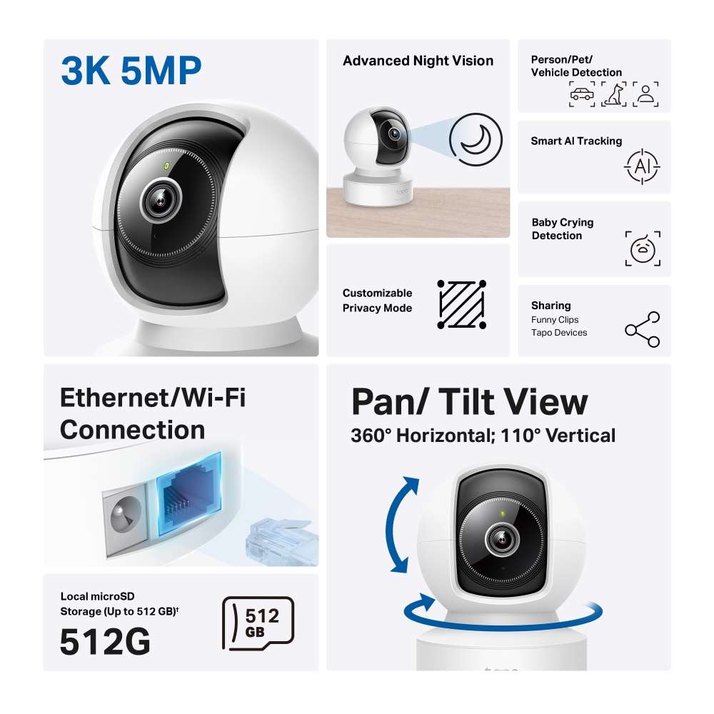 Wi-Fi Pan/Tilt камера за наблюдение с AI, TP-Link Tapo C232 - Image 4