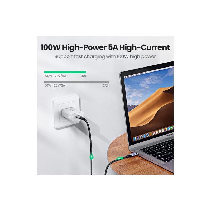 Кабел Ugreen US355 80150 USB-C 3.1 Gen 2 / USB-C 3.1 Gen 2, 1 м, 100W - черен - Image 3