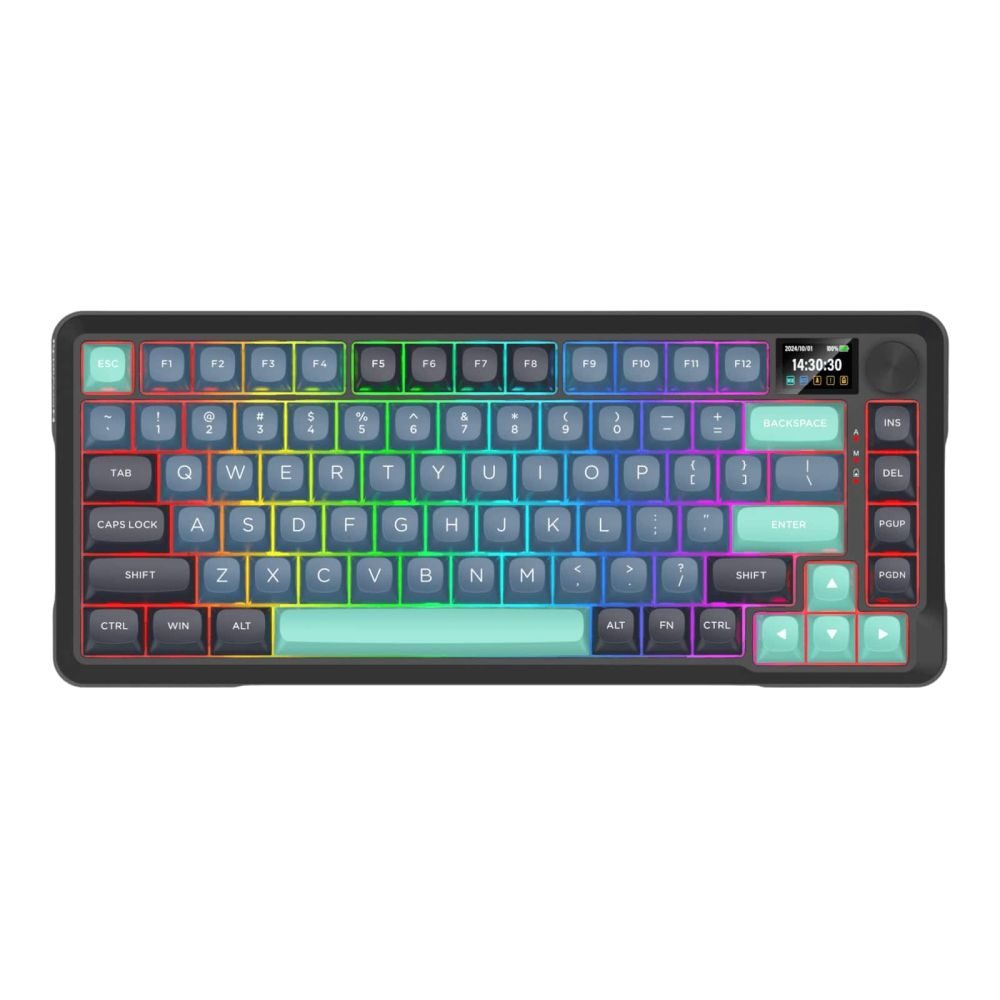 Bluetooth и безжична механична геймърска клавиатура Redragon Behemoth Pro K724SP-RGB-PRO, RGB осветление - черна със сив градиент