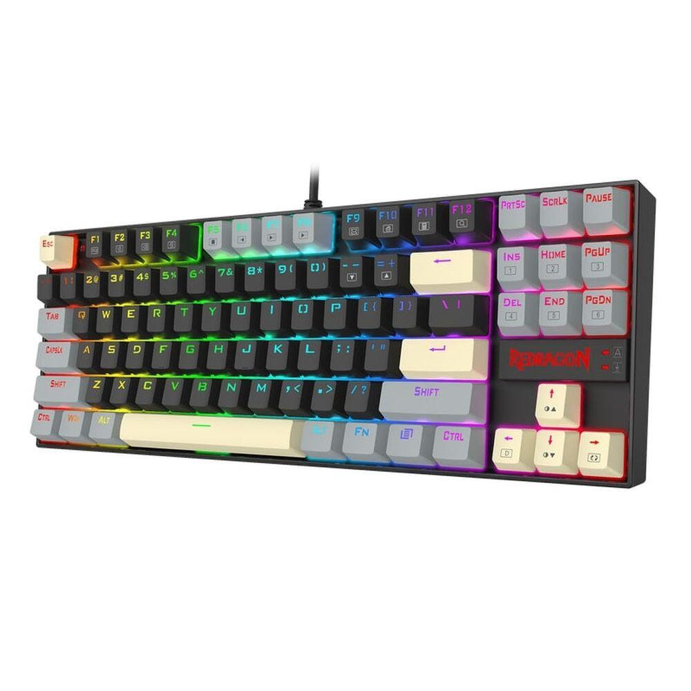 Механична геймърска клавиатура Redragon Kumara K552LGY-RGB с RGB осветление с Red switches - черна със сиво - Image 4