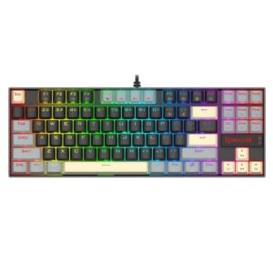 Механична геймърска клавиатура Redragon Kumara K552LGY-RGB с RGB осветление с Red switches - черна със сиво