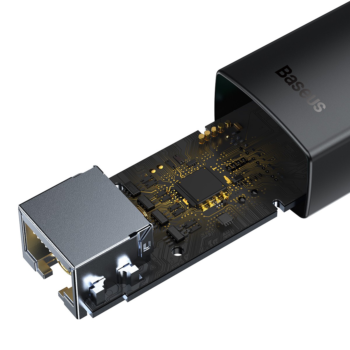Мрежови адаптер Baseus WKQX000001 USB-A към RJ45 Ethernet 100Mbps черен - Image 2