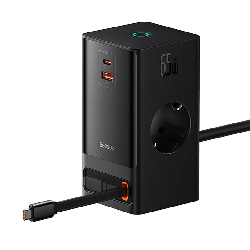 Универсално зарядно/разклонител Baseus PowerCombo Digital 65W OS PSLR000301 - черно - Image 2