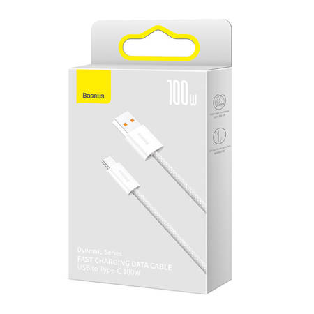 Кабел Baseus Dynamic Series кабел USB към USB-C 100W 2м CALD000702 - бял - Image 5
