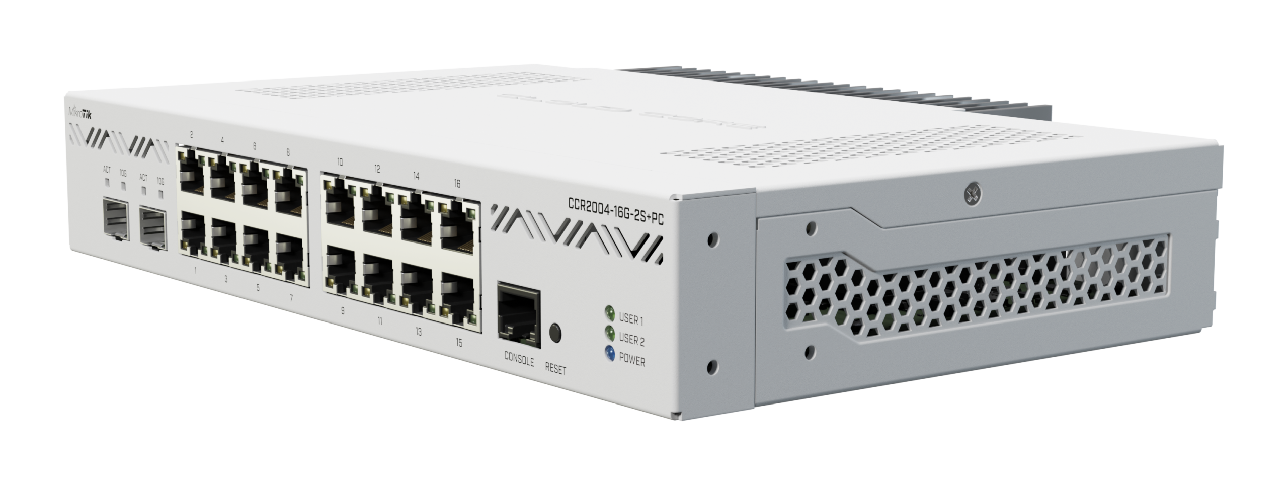 Комутатор MikroTik CCR2004-16G-2S+PC с 16 Gigabit порта и 2 SFP+ порта - Image 2