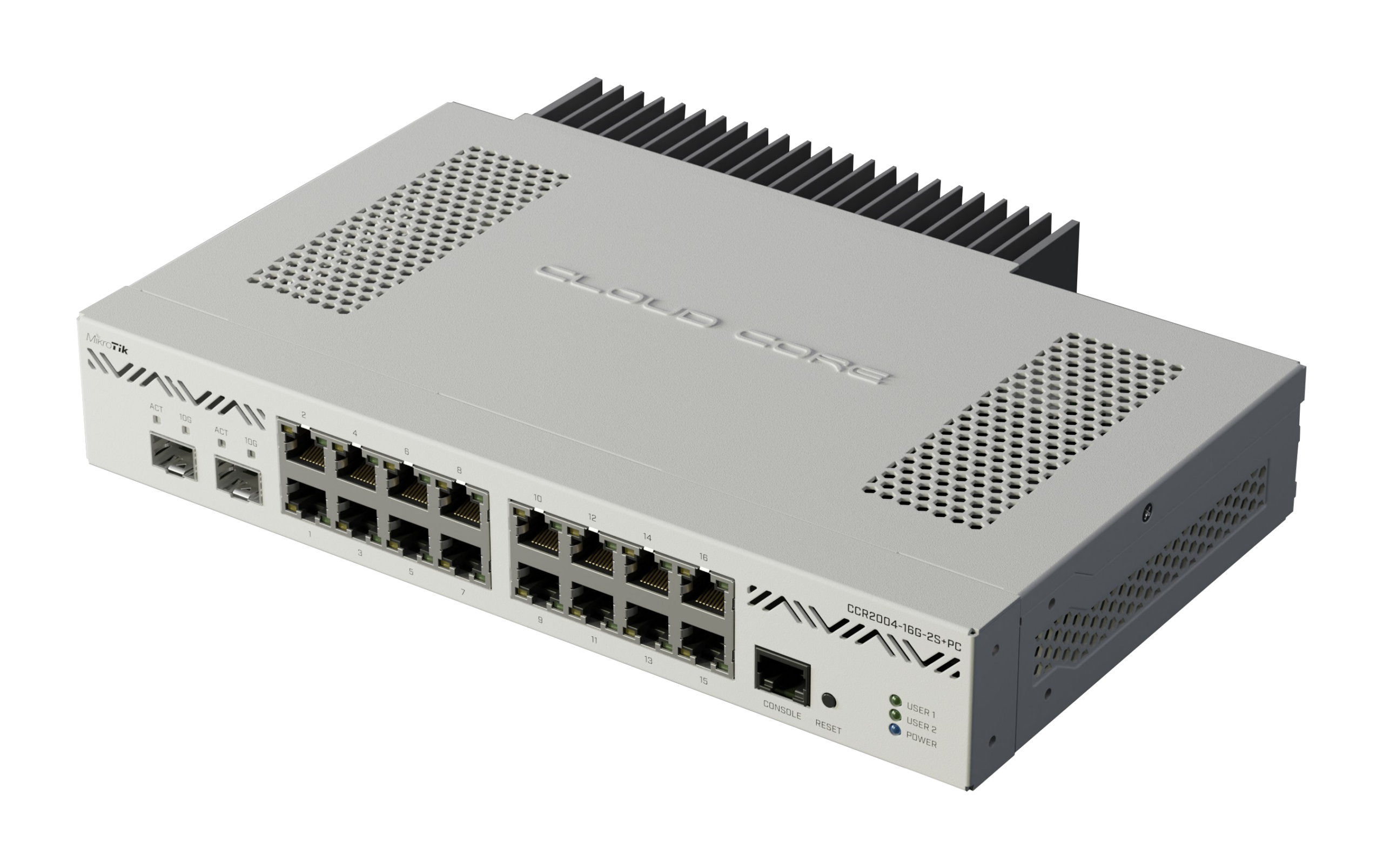 Комутатор MikroTik CCR2004-16G-2S+PC с 16 Gigabit порта и 2 SFP+ порта - Image 3
