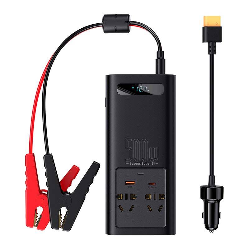 Baseus захранващ инвертор 150W 12V / 500W 220V EU и CN конектор CGNB000101 - черен - Image 2