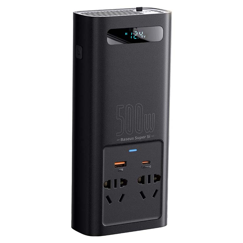 Baseus захранващ инвертор 150W 12V / 500W 220V EU и CN конектор CGNB000101 - черен - Image 3