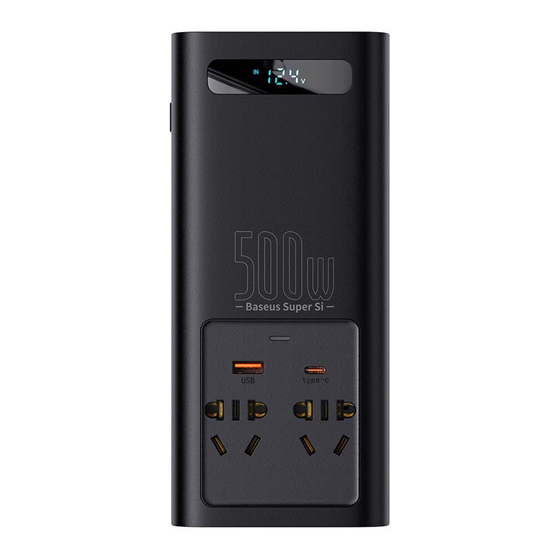 Baseus захранващ инвертор 150W 12V / 500W 220V EU и CN конектор CGNB000101 - черен - Image 5