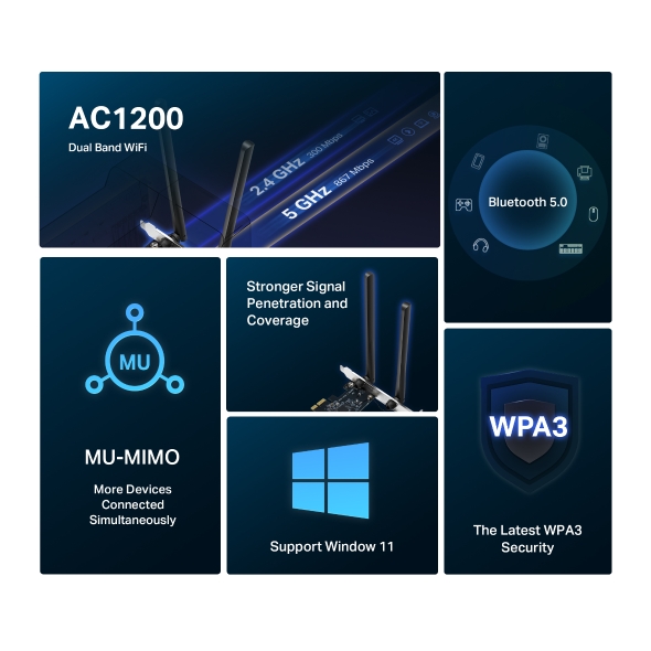 Безжичен PCIe адаптер Mercusys MA30E AC1200 - Image 2