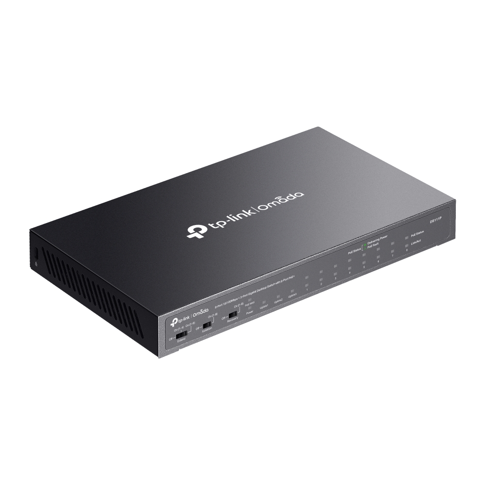 Комутатор неуправляем TP-Link Omada DS111P 8-порта 10/100Mbps + 3-порта Gigabit с 8-порта PoE+ - Image 4