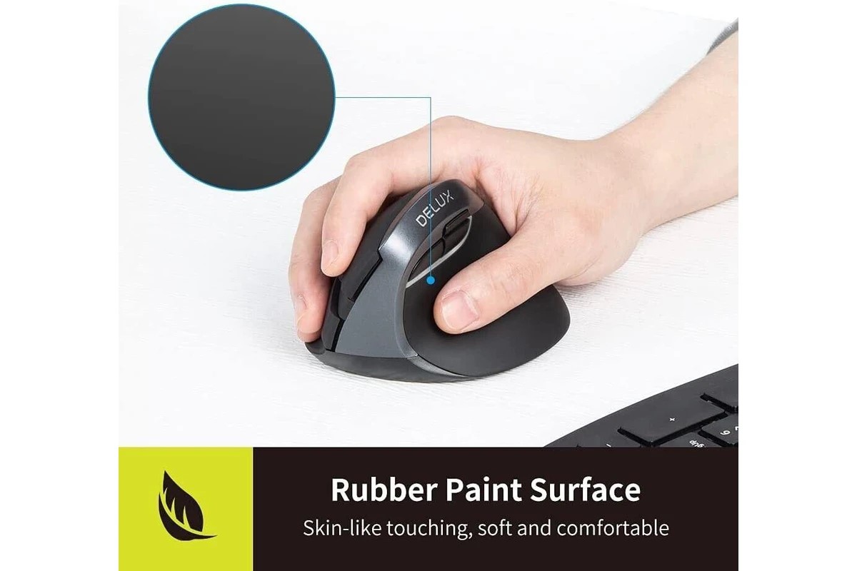 Мишка DELUX M618 mini+G36UF вертикална безжична - черно/сиво - Image 4