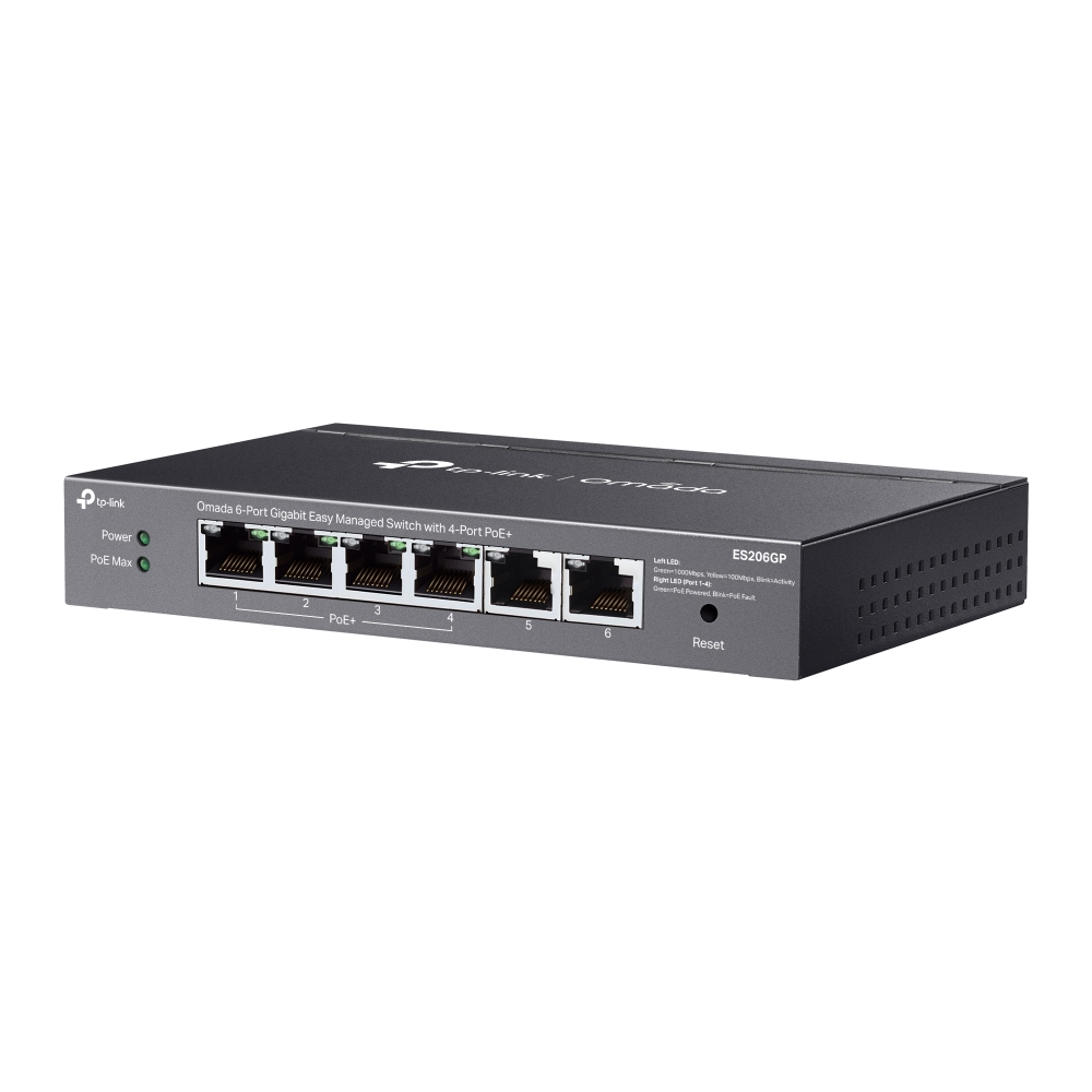 6-портов гигабитов управляем настолен комутатор TP-Link Omada ES206GP с 4-порта PoE+ - Image 2