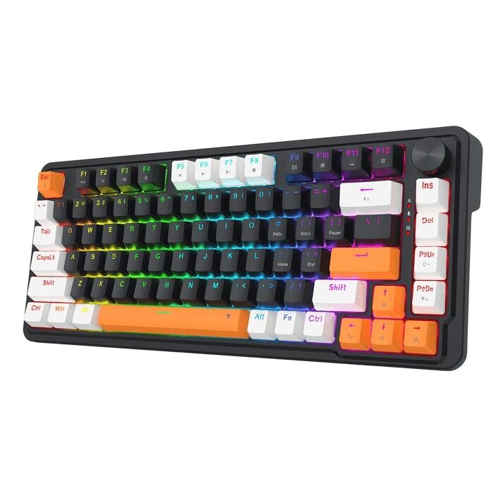 Геймърска механична клавиатура Redragon Landshaker K714BWO-RGB с RGB осветление - черно/бяло - Image 4