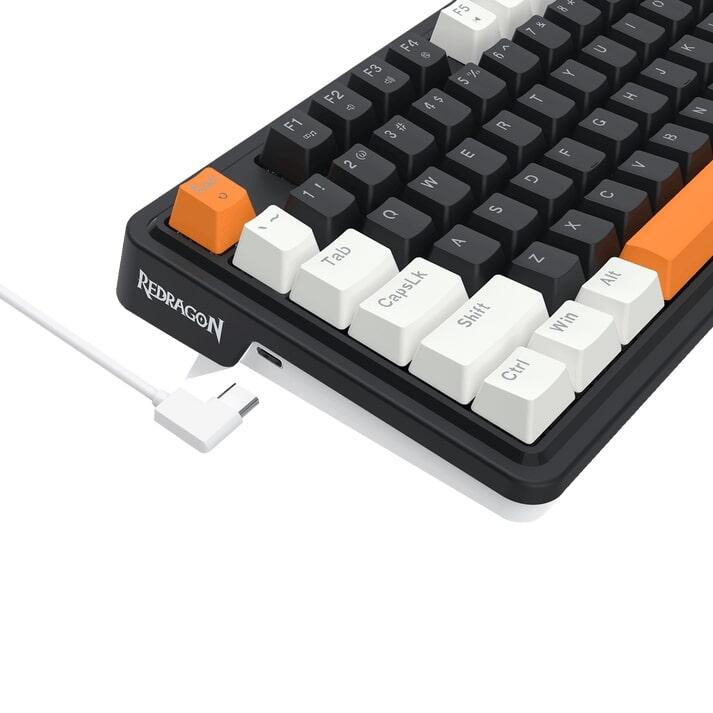 Геймърска механична клавиатура Redragon Landshaker K714BWO-RGB с RGB осветление - черно/бяло - Image 5