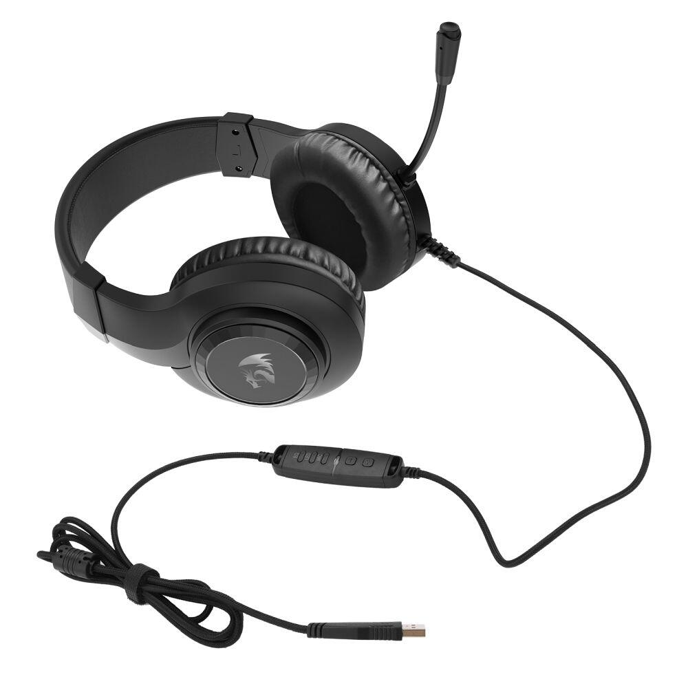 Геймърски слушалки Redragon Hylas H371-RGB USB RGB осветление - черни - Image 4