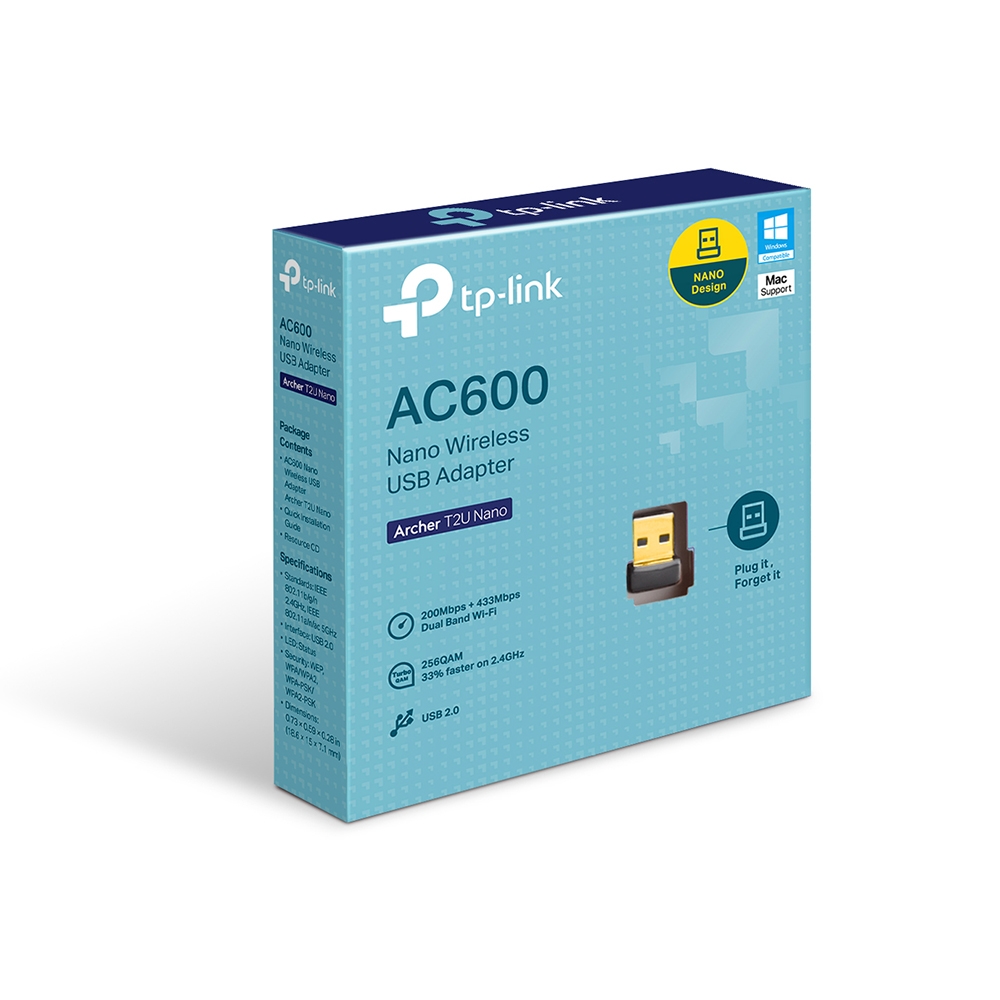 Безжичен USB адаптер TP-LINK Archer T2U Nano AC600 - Image 4