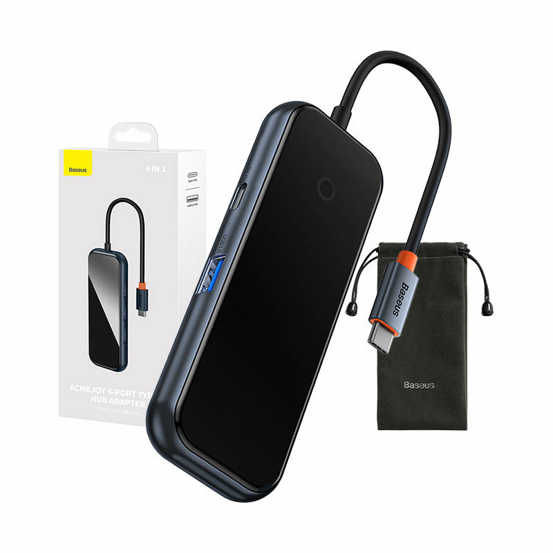 USB хъб Baseus AcmeJoy WKJZ010513 4-портов USB-C към 1xUSB-C / 4xUSB3.0 - тъмносив - Image 3