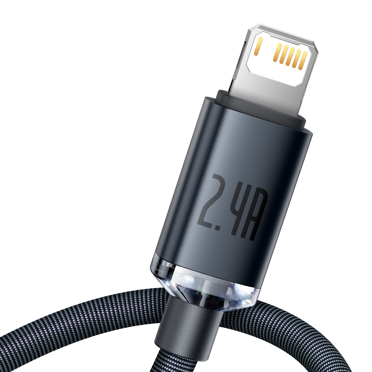 Кабел Baseus CAJY000101 Crystal Shine USB Type A към Lightning, 2.4A 2м - черен - Image 2