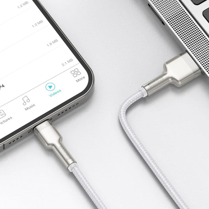 Кабел Baseus Cafule Metal Series USB-A към Lightning, 2м CALJK-B02 - бял - Image 4