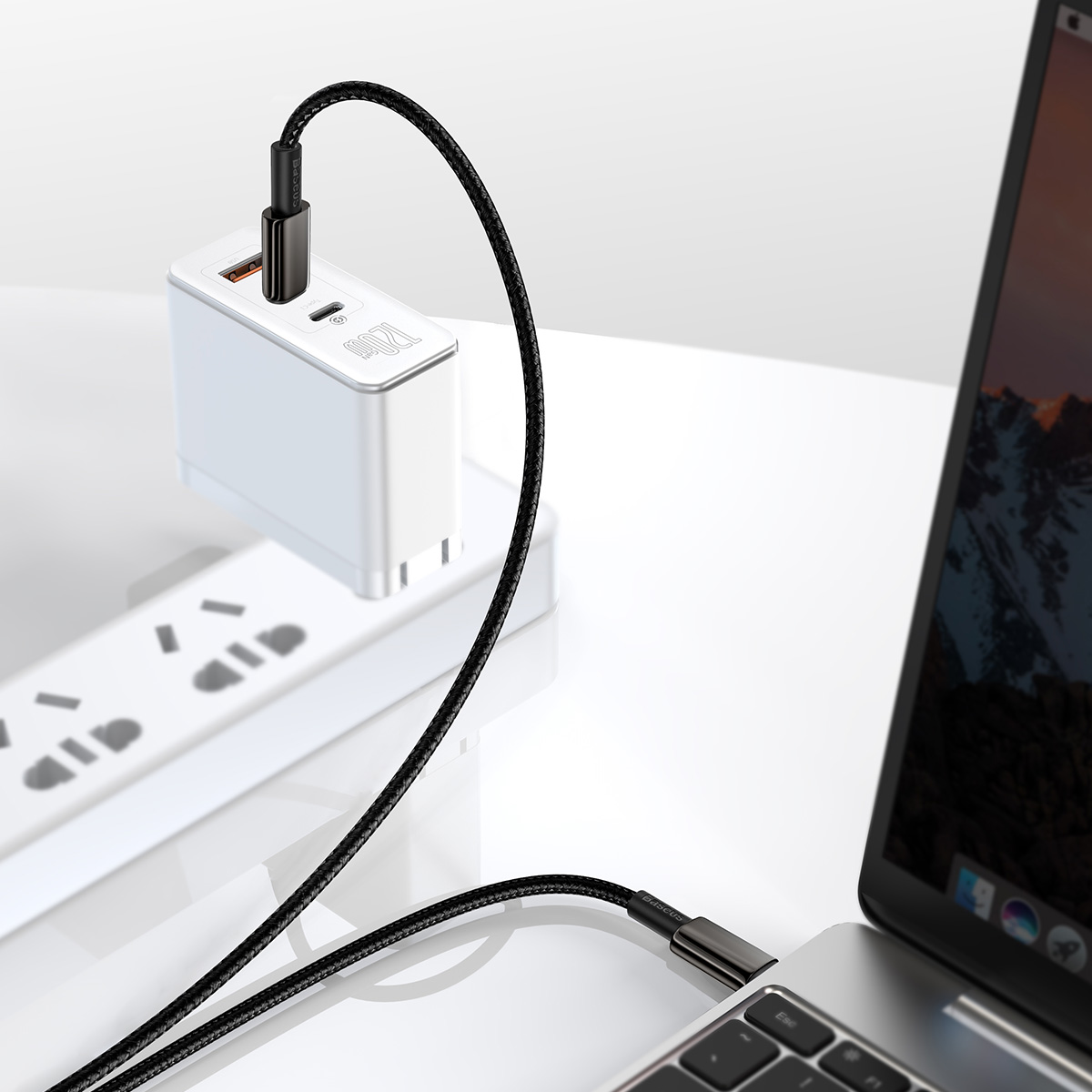 Кабел Baseus Tungsten Gold USB Type-C към USB Type-C, 1м, черен - Image 2