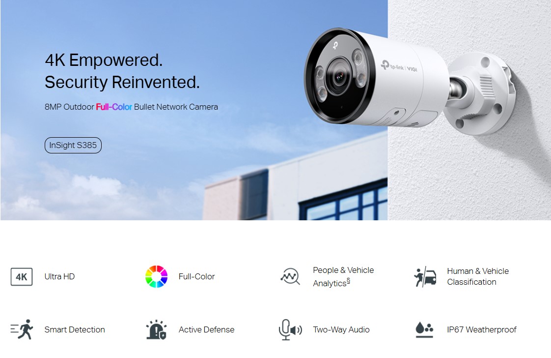 8MP външна пълноцветна Bullet мрежова камера TP-Link VIGI InSight S385(2.8mm) - Image 5