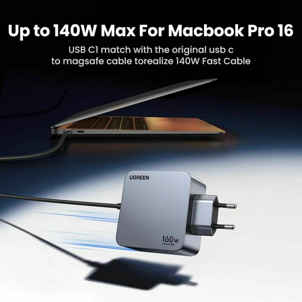Зарядно устройство Ugreen X763 25877 - 220V 3xUSB-C,1xUSB A, GaN,160W, NEXODE PRO - Image 5